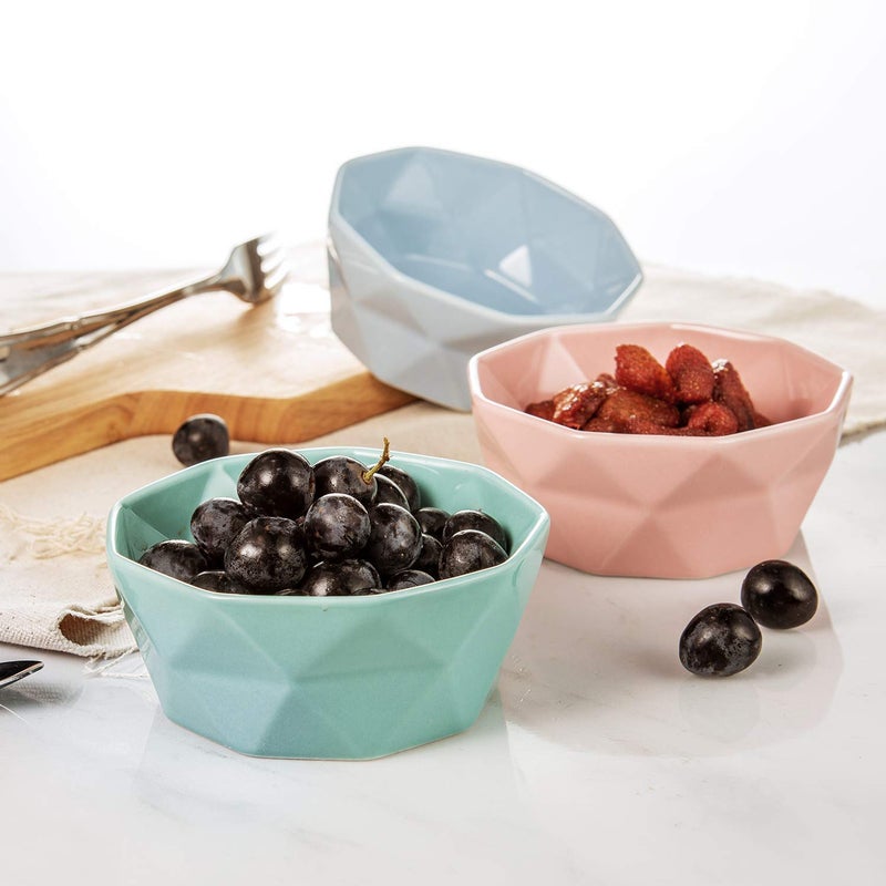 E-liu Porcelain Ramekins Dessert Bowls - 8 Ounce Ceramic Oven Safe Geometric Bowl for Baking Creme Brulee Dessert Pudding Ice Cream Snack Souffle Party Decoration Bouillon Cups - Set of 6 - Image 5